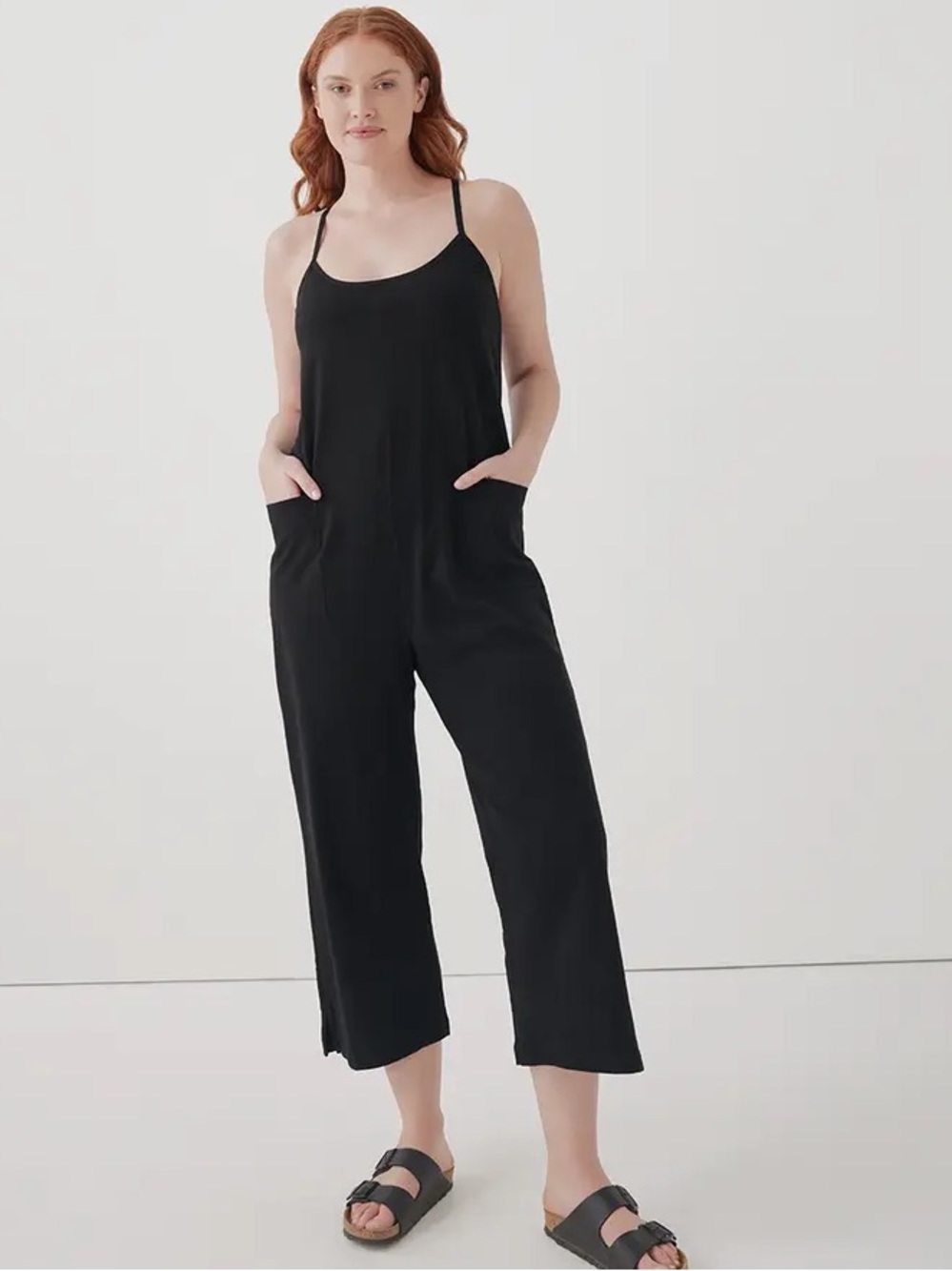 Pact Organic Cotton Cool Stretch Lounge Jumpsuit in Black - M